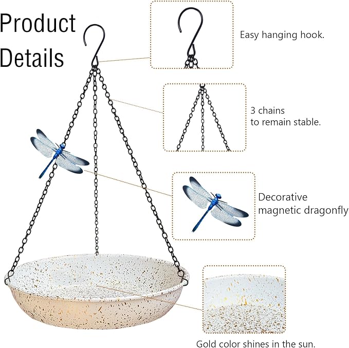 Hanging Metal White Birdbath - Image 3