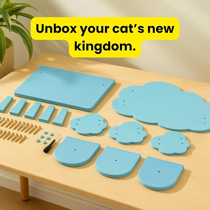 Cat Wall Shelves for Large Cats – 4-Piece Wall Mounted Cat Furniture Set - Image 9