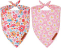 ADOGGYGO Floral Dog Bandana 2 Pack, Reversible Pink Daisy Puppy Scarf Bib by ADOGGYGO