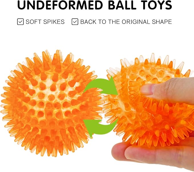 SHARLOVY Squeaky Balls for Pet Small Puppy, 6 Pack TPR Fetch Spike Balls for - Image 4
