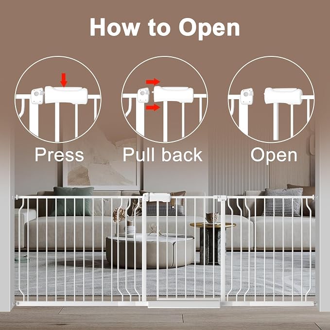WAOWAO Baby Gate 62.20-71.26" Extra Wide Pressure Mounted Walk Through Swing - Image 3