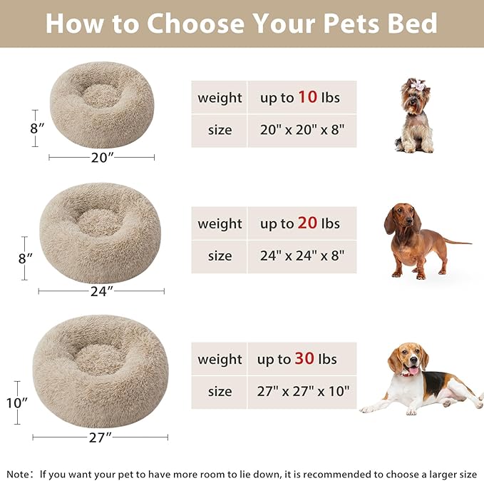 WNPETHOME Calming Dog Bed & Cat Bed, Anti-Anxiety Donut Small Dog Beds - Image 4