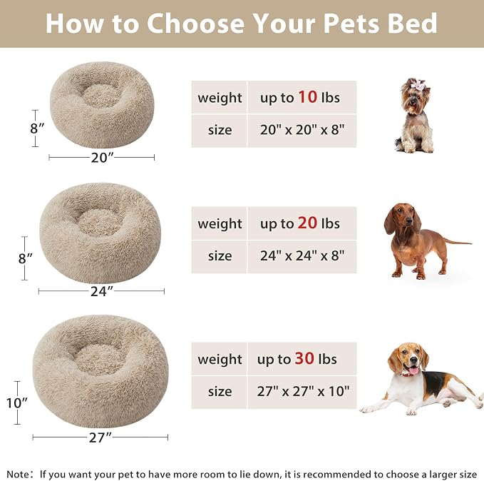 WNPETHOME Calming Dog Bed, Anti-Anxiety Donut Small Dog Bed, Fluffy Faux Fur - Image 4