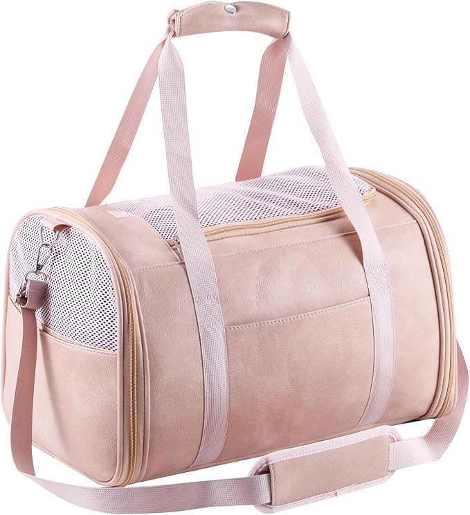 Fashion Leather Dog Carrier Cat Carrier Airline Approved Pet Carrier by StylishConfidentElegant