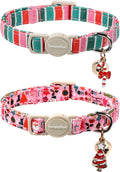 Lionet Paws 2pcs Pack Christmas Cat Collar, Ho Christmas Tree & Pink Stripes by lionetpaws
