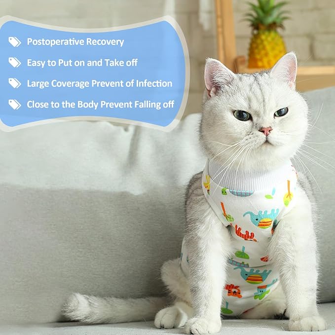 Coppthinktu Cat Recovery Suit Female, Breathable Cat Onesie After Surgery Female - Image 7