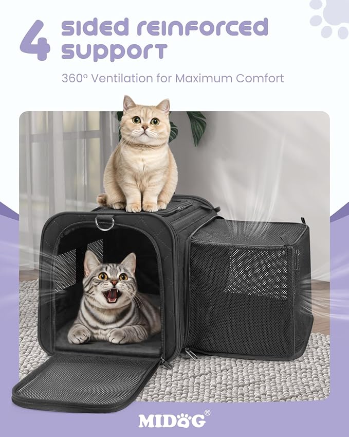 MIDOG Cat Carrier Soft for Small to Medium-Sized Cats, TSA Airline Approved - Image 7