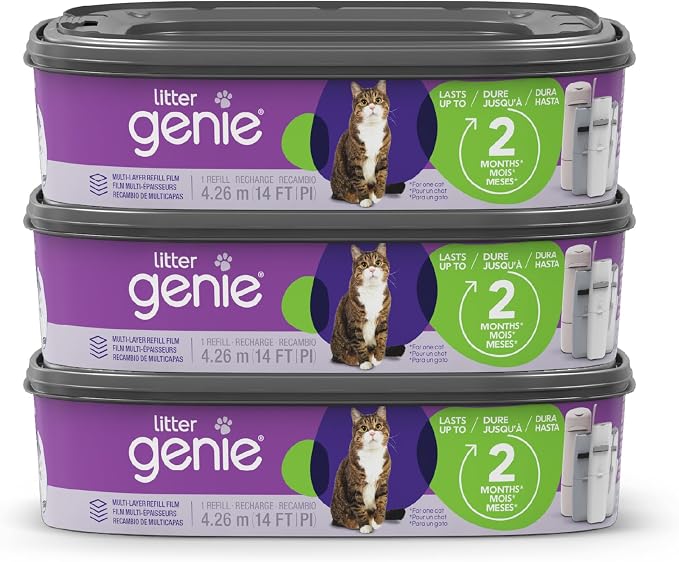 Litter Genie Refill Bags | Standard 3-Pack, 28 total ft | Up to 6 Months of by LitterGenie