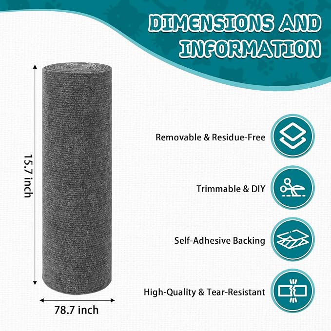 Climbing Cat Scratcher Mat Trimmable Cat Scratching Post Carpet 78.7'' x15.8'' - Image 2