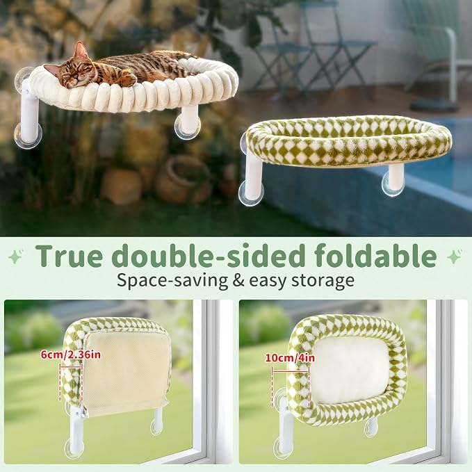 Sunhoo Cat Window Perch Bed Foldable Kitty Windowsill Hammock Shelf Seat Large - Image 3