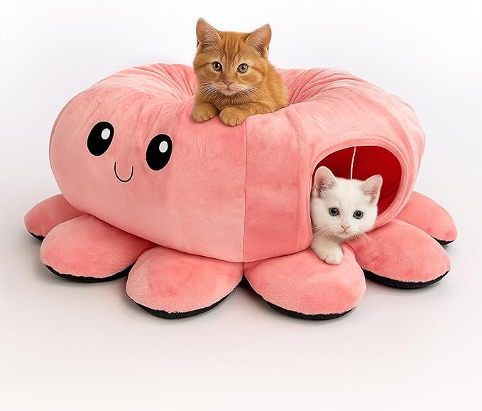 Cat Tunnel Bed for Indoor Cats, Peekaboo Cat Cave Bed, Soft Cat Donut Tunnel by FortheHeartbeatinYourLap