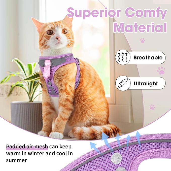 Cat Harness and Leash Set for Walking Escape Proof, Soft Adjustable Kitten - Image 4
