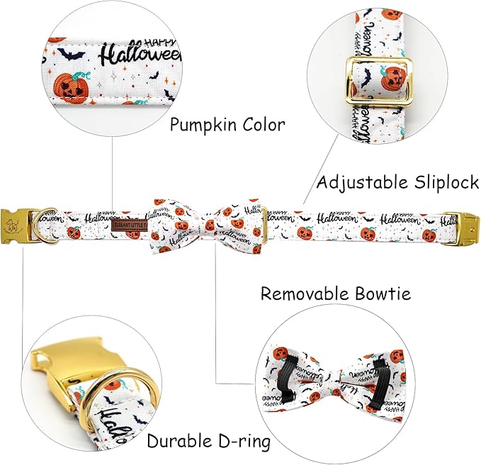 Halloween Dog Collar, Pet Collar Bow Pumpkin Pet Collar Girl Boy Bow Dog - Image 2