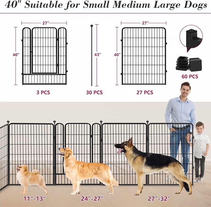 Dog Playpen 40 inch 30 Panels Indoor Outdoor Dog Pen - Image 2