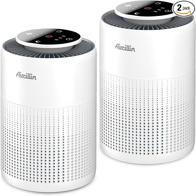 2 Pack Air Purifiers for Home Bedroom H13 True HEPA Air Filter Cleaner by Aircillin