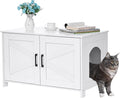 Homhedy Cat Litter Box Enclosure, Wooden Cat Washroom Furniture by Homhedy