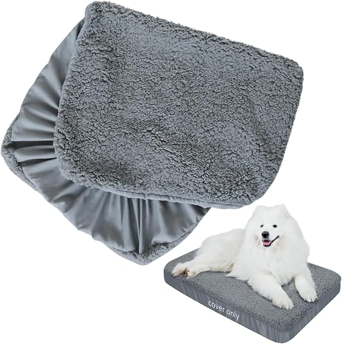 Dog Bed Covers 2 Pack Soft Plush Replacement Washable, Waterproof Pet Mattress by Moonsea