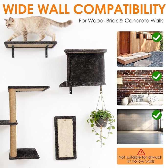 5in1 Cat Wall Shelves Climbing Systems, Large Cat Furniture Shelf Set Wall - Image 7
