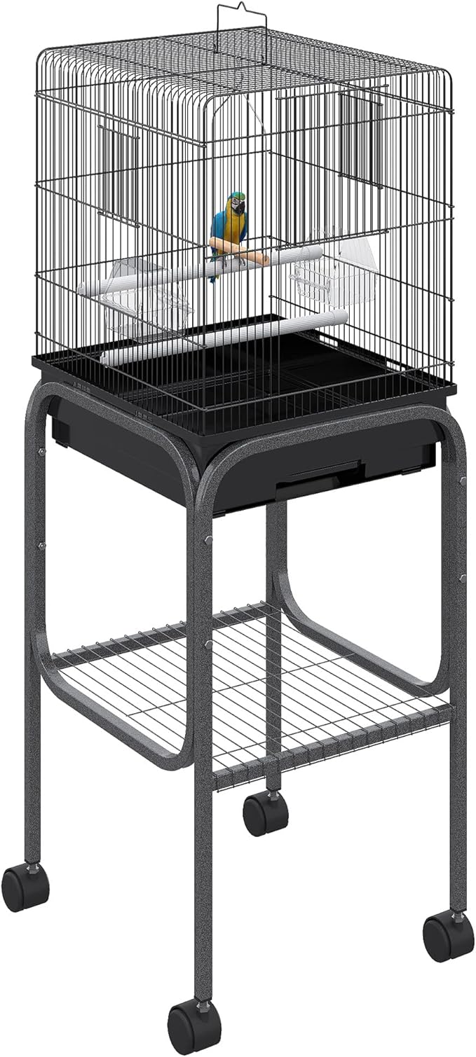 Pawhut 45-inch Metal Indoor Bird Cage, Parrot Cage, Bird Aviary by PawHut