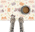 Cat Feedings Mats 20x12 inch Beige Cat Print Pet Bowl Placemat Non Slip Mat by HOMETITUTE