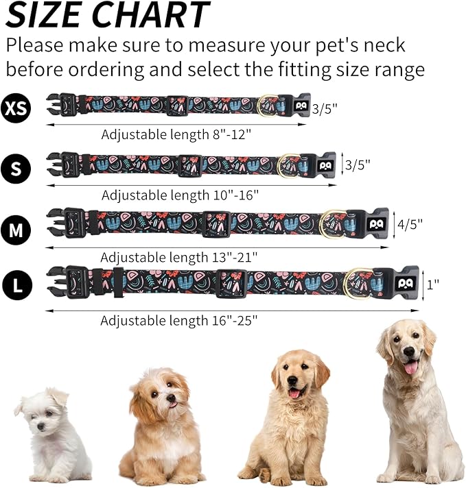 QQPETS Adjustable Soft Dog Collar: Print Flower Pink Multicolor Cute Patterns - Image 6