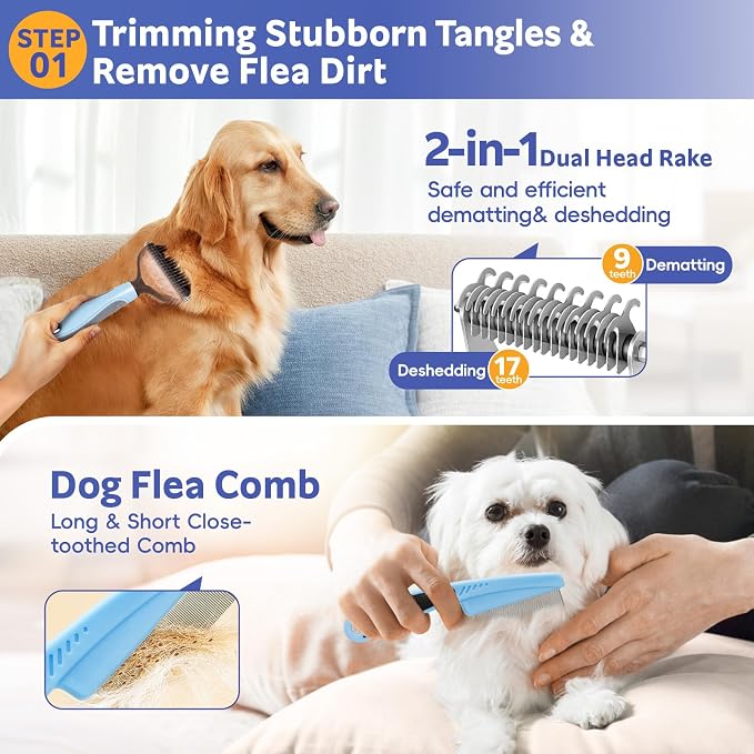Bath Grooming Kit for Pets, Dog and Cat Grooming Supplies, Dematting Comb for - Image 3