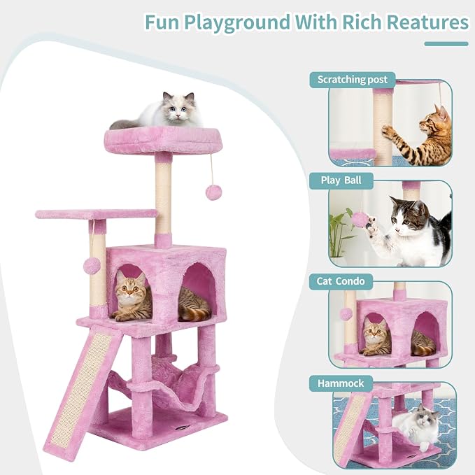 MIAO PAW Pink Cute Cat Tree for Indoor Cat Tower - Image 3