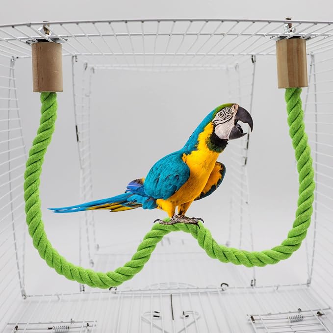 2 Pack Bird Rope Swing Chewing Toy, Hemp Perch Swing, Cage Standing Climbing - Image 5