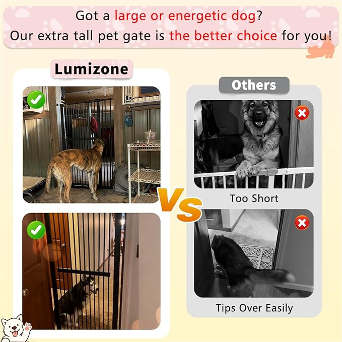 Lumizone Extra Tall Cat Gate 61.02" High Pressure Mounted Extra Wide - Image 5