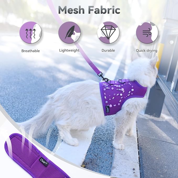 Cat Harness and Leash for Walking Escape Proof Breathable Mesh Fabric, Extra - Image 4