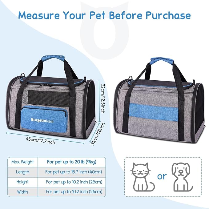BurgeonNest Cat Carrier for Large Cats 20 lbs, Medium Pet Under 25 lbs - Image 2