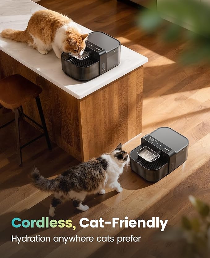 oneisall Wireless Filterless Cat Water Fountain, Separate Clean and Dirty Water - Image 4