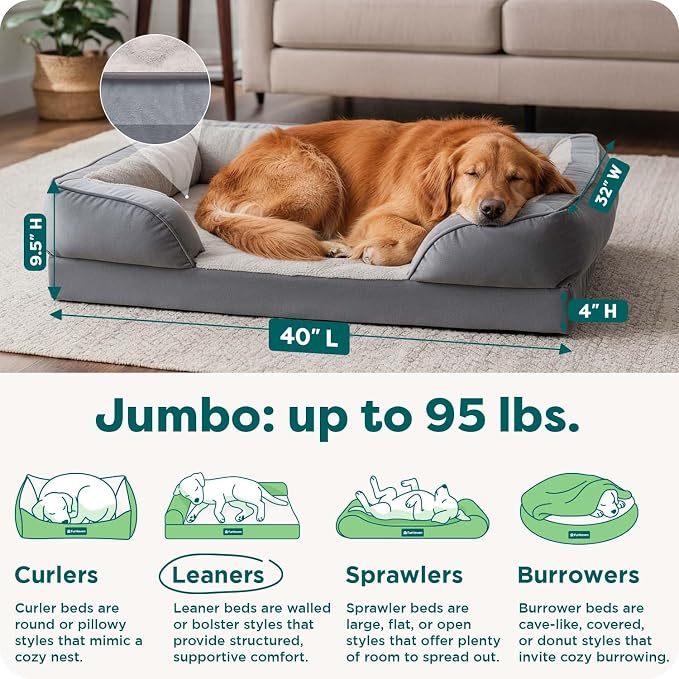 Furhaven Orthopedic Dog Bed for Large Dogs w/ Removable Bolsters & Washable - Image 3