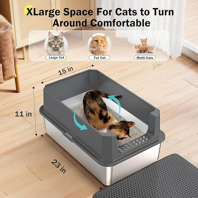 Stainless Steel Litter Box, Extra Large Litter Boxes - Image 4