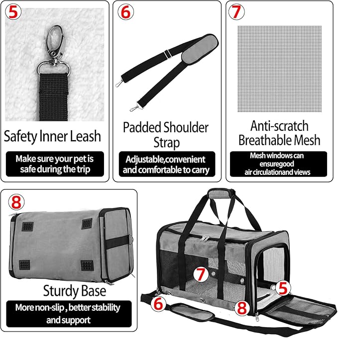 Soft Sided Cat/Dog Carrier, Collapsible Pets Travel Carriers - Image 5