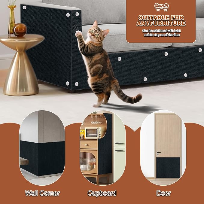 Cat Scratching mat, Self-Adhesive Trimmable cat Scratch Furniture Protector - Image 6