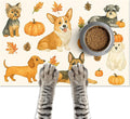 Fall Dog Pet Feeding Mat Autumn Pumpkin Design Food Mat by HOMETITUTE