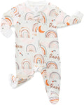 Neutral Baby Clothes Boy Girl Footed Cotton Long Sleeve Double Zipper Onesie by Unknown