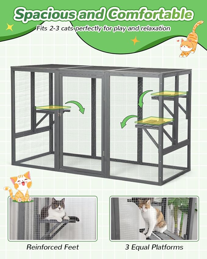 Catio Outdoor Cat Enclosure, Wooden Large Catios - Image 2