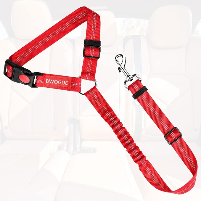 BWOGUE Pet Dog Cat Seat Belts, Car Headrest Restraint Adjustable Safety Leads - Image 2