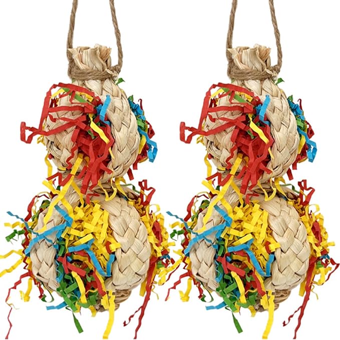 2PCS Bird Foraging Toys, Parrot Shredding Chewing Shredder Hanging Toys by DEMONTALK
