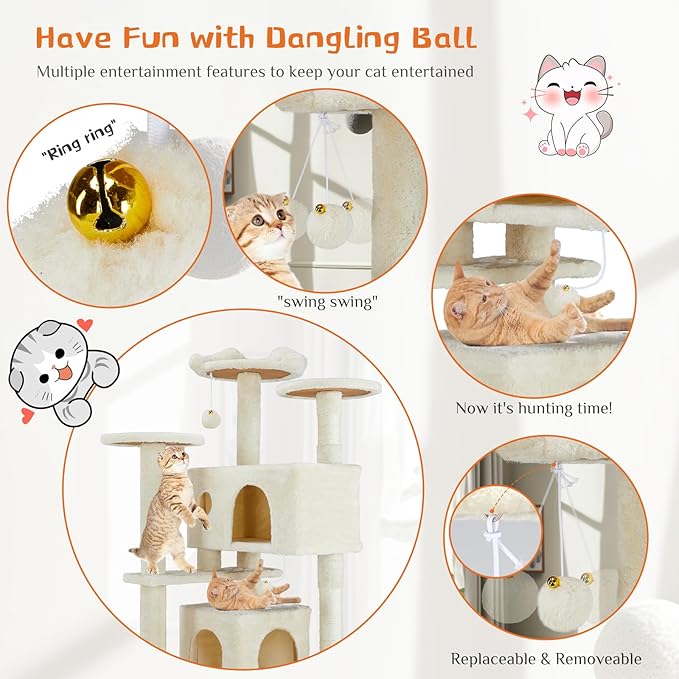 Sweetcrispy 54 Inch Cat Tree Tower, Indoor Cat Condo - Image 6