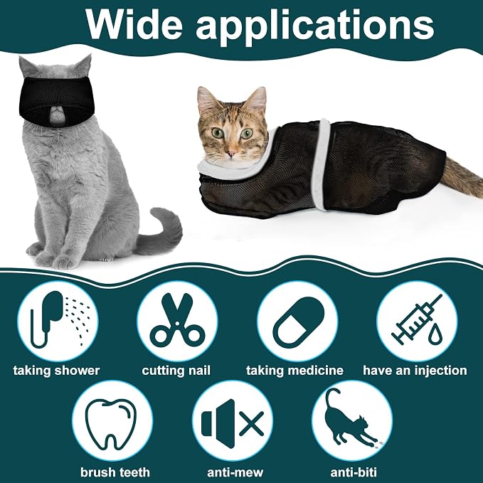 9 Pcs Cat Bathing Bag Set Cat Shower Bag Anti Bite and Scratch - Image 6