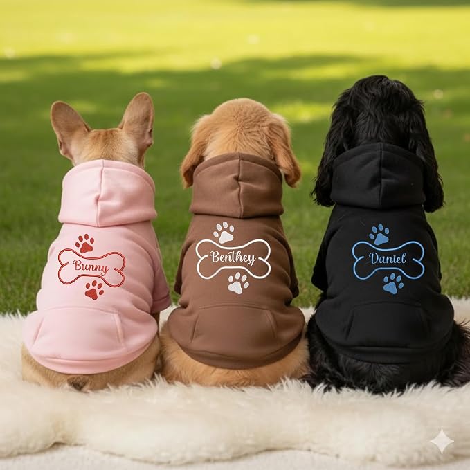 Personalized Name Dog Hoodie, Embroidered Hoodies Pets Name, Custom Pet Memorial by Noni