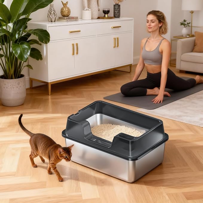 Stainless Steel Litter Box, XL Enclosed Cat Litter Boxes - Image 8