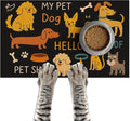 Cute Happy Dog Pattern Design Pet Food Mat 20" x 12" Fun Easy Clean Pet Feeding by HOMETITUTE