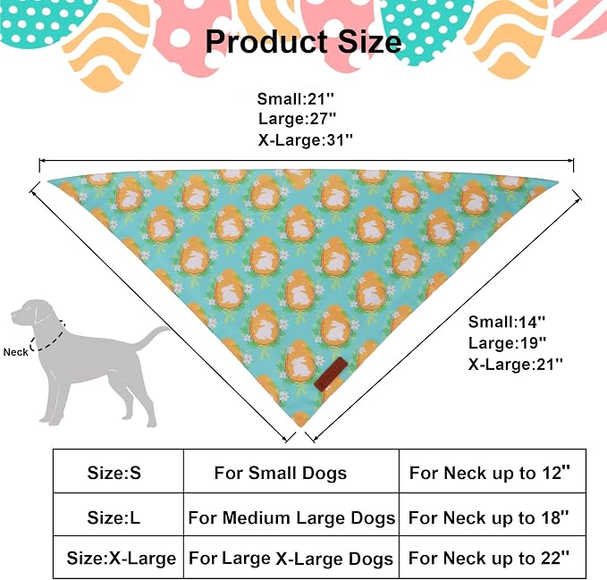 ADOGGYGO Easter Dog Bandana 2 Pack, Bunny Egg Carrot Print Pet Scarf Bib - Image 4