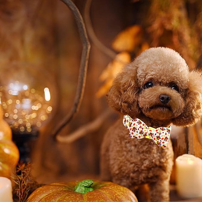 Thanksgiving Dog Collar, Turkey Dogs Collars Bow Tie Pet Collar Adjustable Pet - Image 5