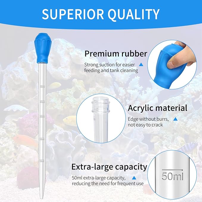 17.7in 1 Pieces Long Pipette for Fish Tank Coral Food Feeder Long Syringe Reef - Image 4