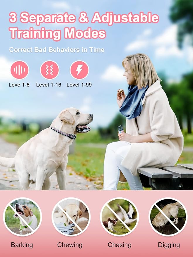 Bousnic Dog Shock Collar 2 Dogs - 3300 ft Waterproof Training Collar - Image 3